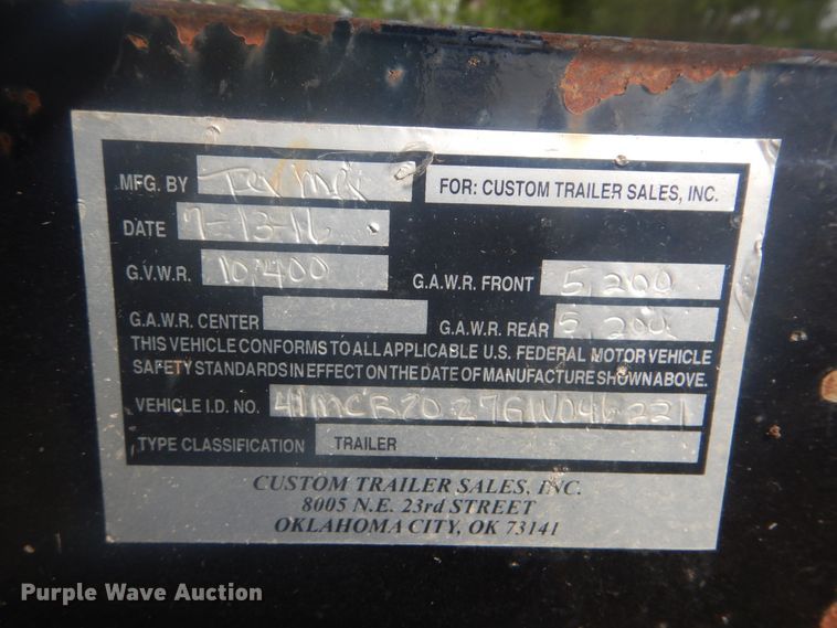 image for item GY9785 2016 Tex Mex utility trailer