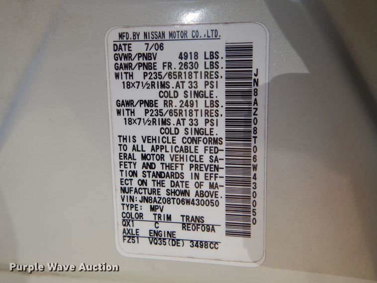 image for item GY9806 2006 Nissan Murano  SUV