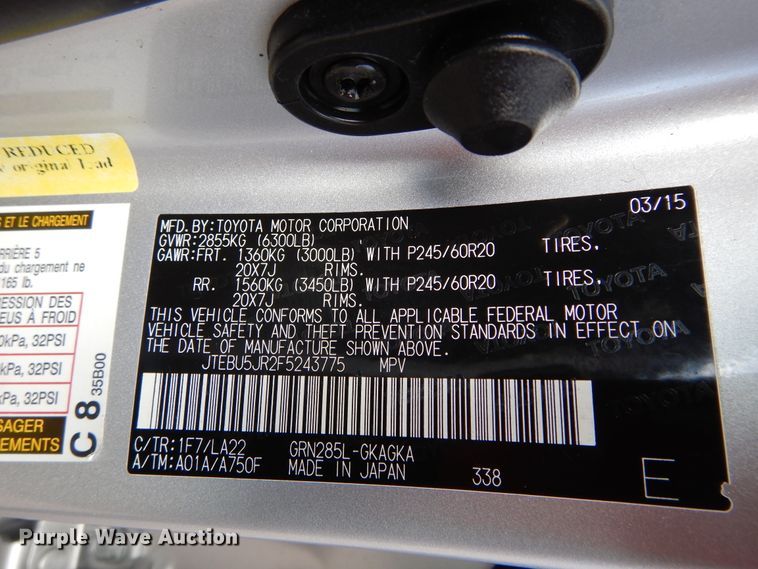 image for item HA9005 2015 Toyota 4Runner Limited  SUV