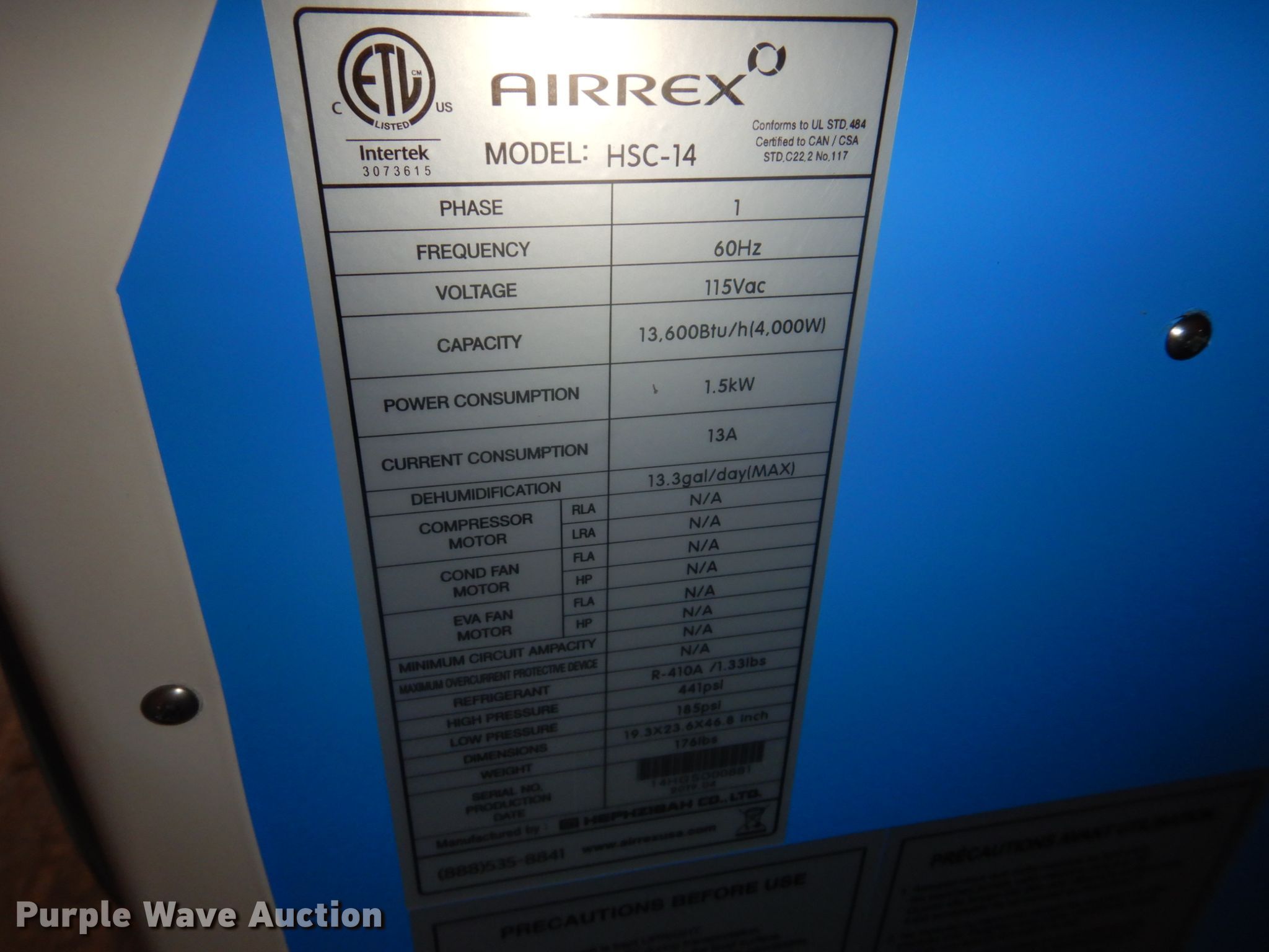 (2) Airrex HSC14 AC units in Belleville, KS Item GX9900 sold