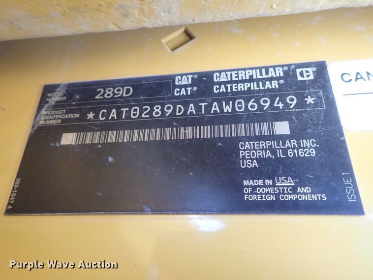 image for item DG3079 2017 Caterpillar 289D  tracked skid steer loader