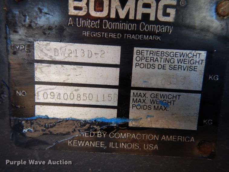 image for item DH2383 Bomag BW213D-2 single drum vibratory roller