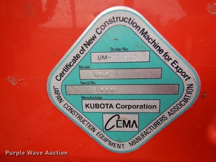 image for item DH2458 2013 Kubota U35-4 mini excavator