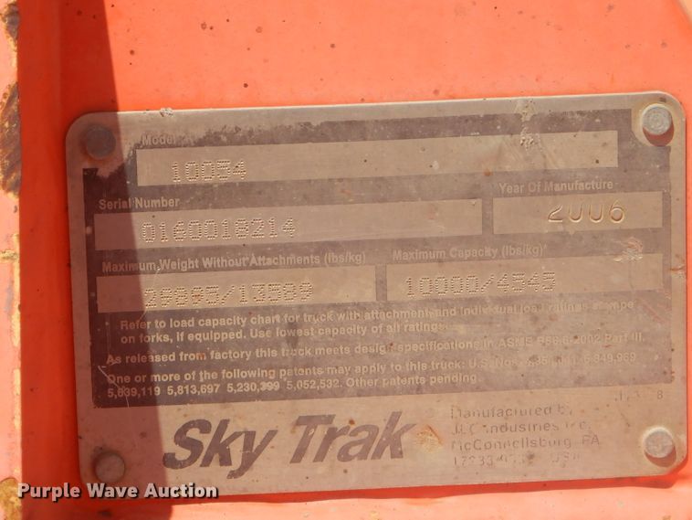 image for item GP9041 2006 Sky Trak 10054  telehandler