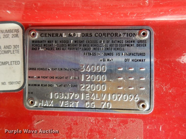 image for item DG6364 1990 Chevrolet C70 pumper fire truck