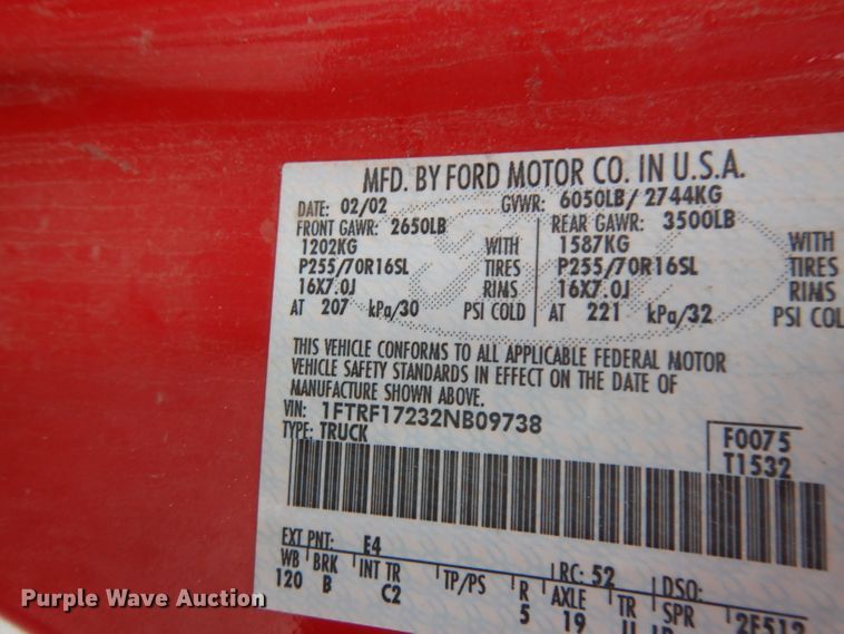 image for item DH2425 2002 Ford F150  pickup truck