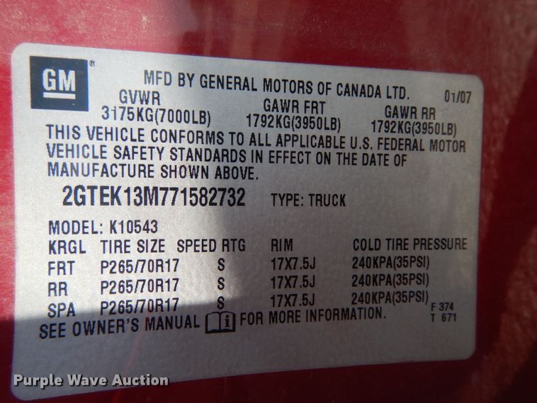 image for item DH2431 2007 GMC Sierra 1500  Z71 Crew Cab pickup truck