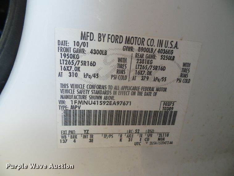 image for item DH4872 2002 Ford Excursion XLT SUV