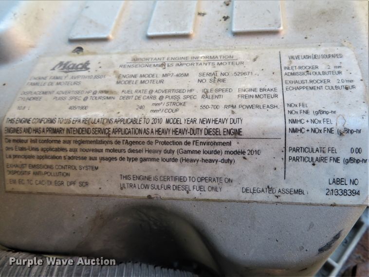 image for item DI2139 2011 Mack GU713 dump truck