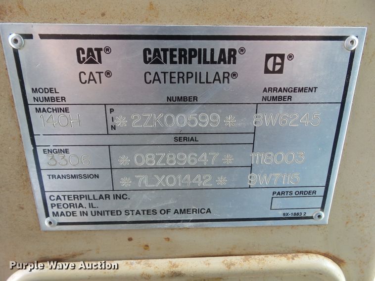 image for item EM9971 1997 Caterpillar 140H VHP motor grader