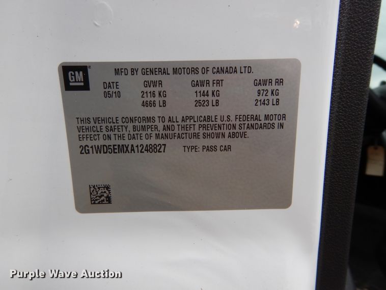 image for item GB9843 2010 Chevrolet Impala Police Cruiser