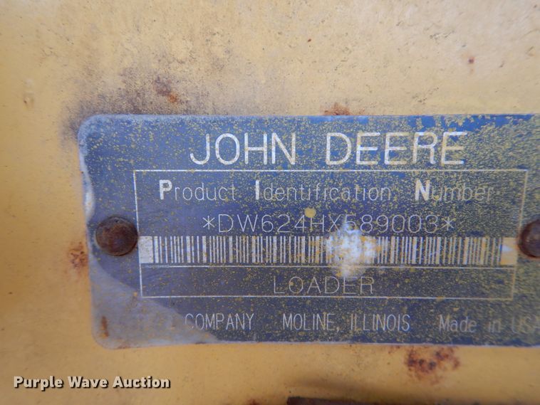 image for item GB9851 2003 John Deere 624H  wheel loader