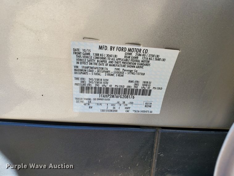 image for item GW9754 2015 Ford Taurus Police Interceptor