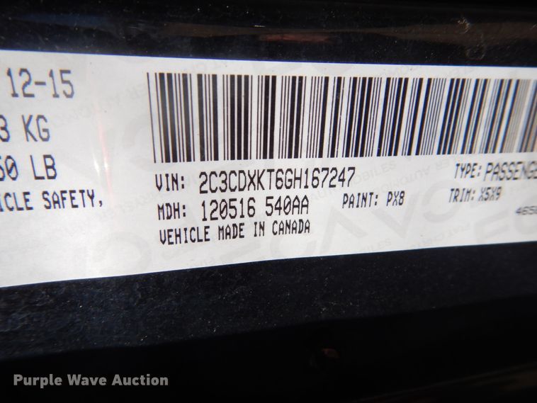 image for item GW9760 2016 Dodge Charger Police