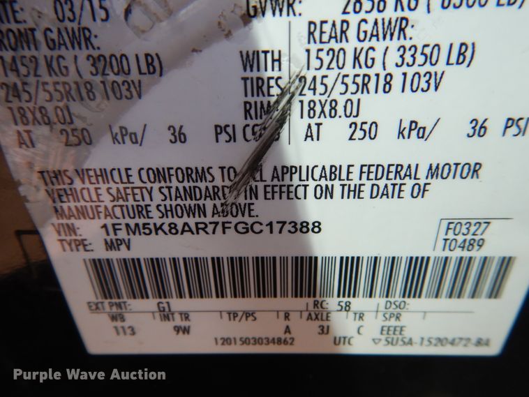 image for item GW9767 2015 Ford Explorer Police Interceptor  SUV