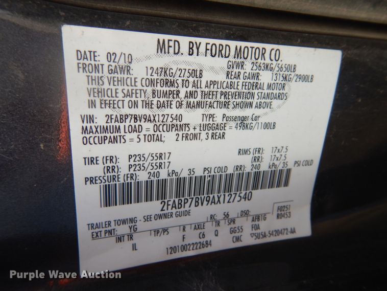 image for item GW9776 2010 Ford Crown Victoria Police Interceptor