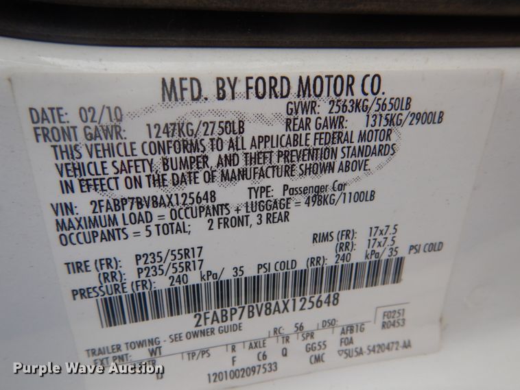 image for item GW9777 2010 Ford Crown Victoria Police Interceptor