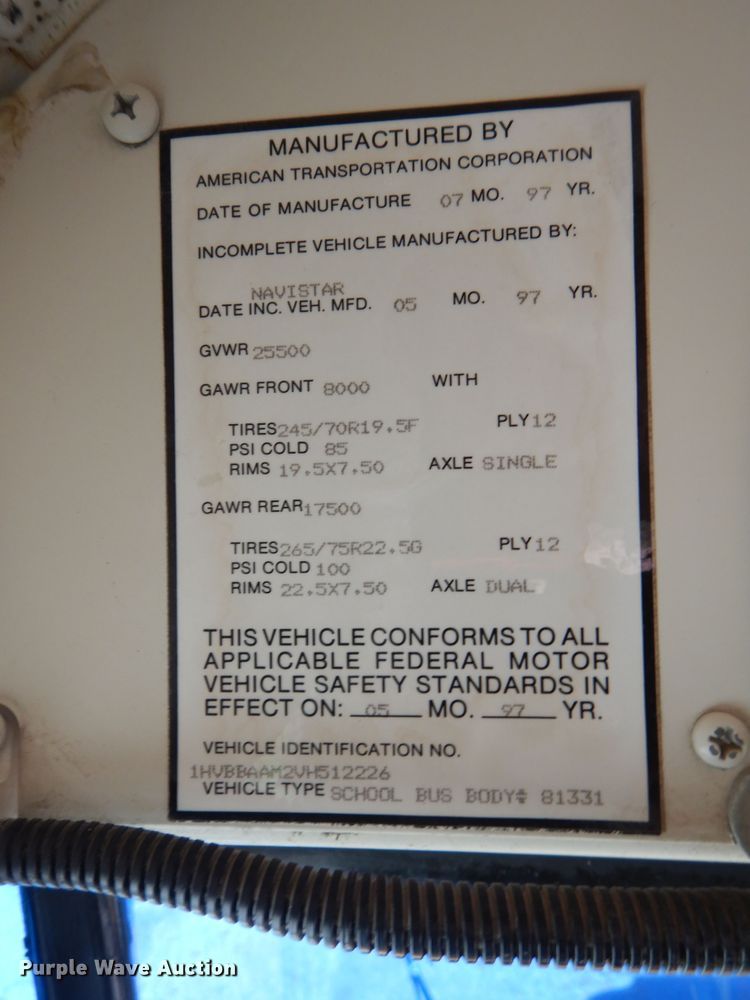 image for item HA9025 1997 International 3800 schoool bus