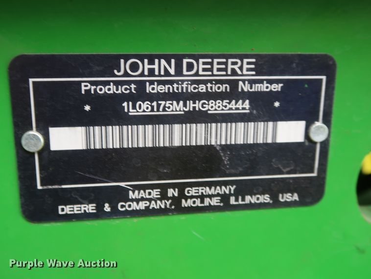 image for item DH0864 2017 John Deere 6175M MFWD tractor