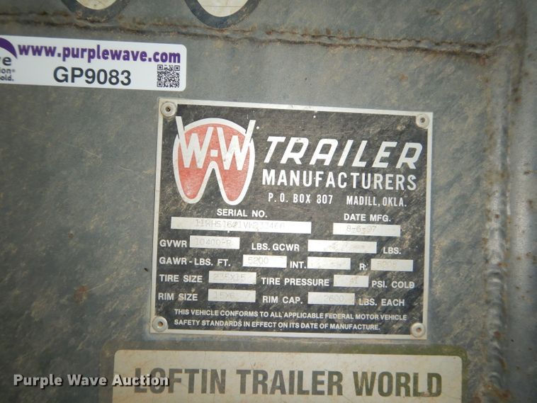 image for item GP9083 1997 W-W livestock trailer