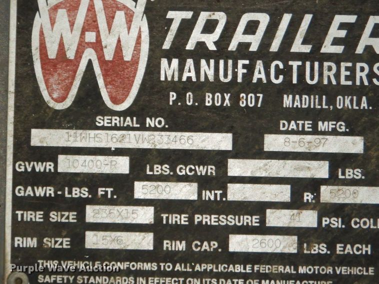 image for item GP9083 1997 W-W livestock trailer