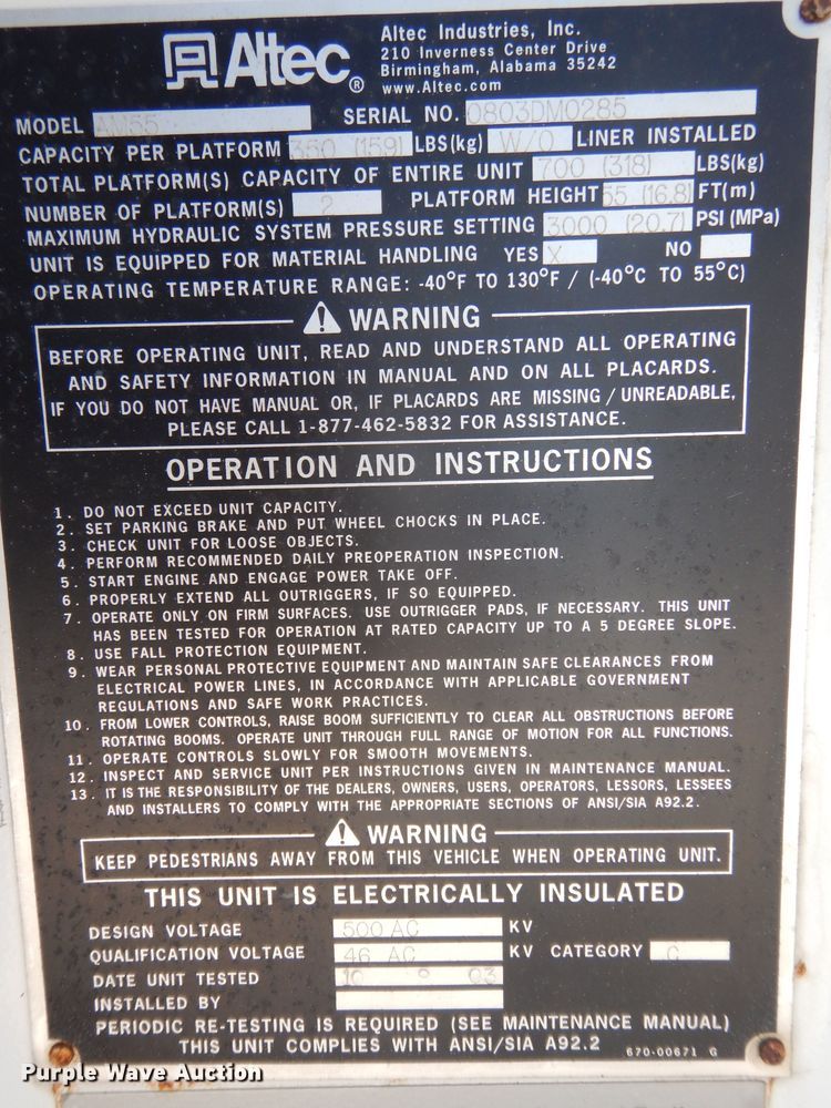 image for item DH2465 2004 Sterling L-Line bucket truck