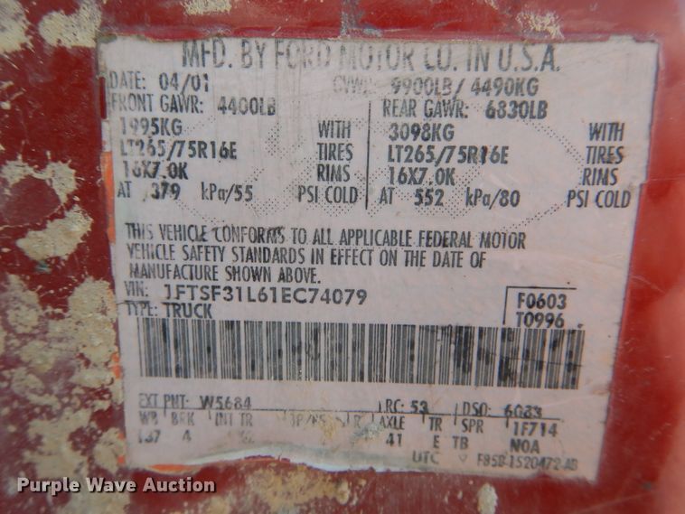 image for item DF3085 2001 Ford F350 Super Duty XL  pickup truck