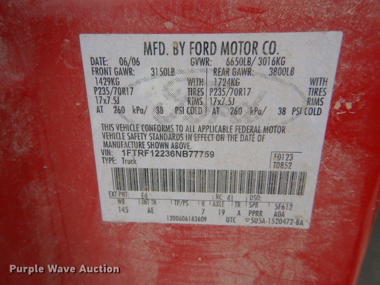 image for item DF3086 2006 Ford F150 XL  pickup truck