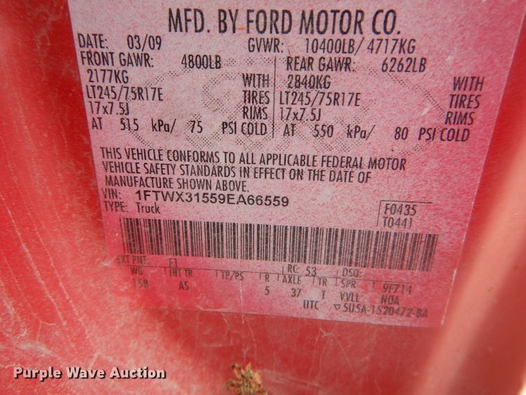 image for item DF3090 2009 Ford F350 Super Duty XL  SuperCab pickup truck