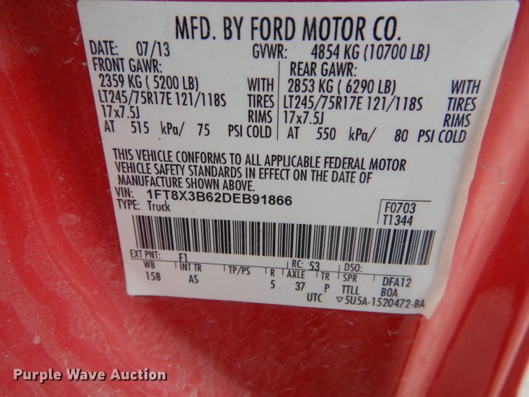 image for item DF3097 2013 Ford F350 Super Duty XL  SuperCab pickup truck