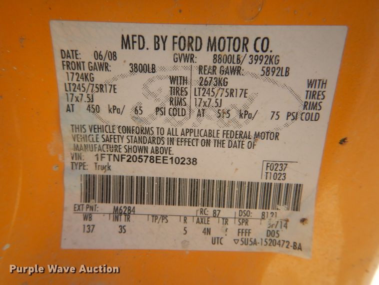 image for item DF3100 2008 Ford F250 Super Duty XL  pickup truck