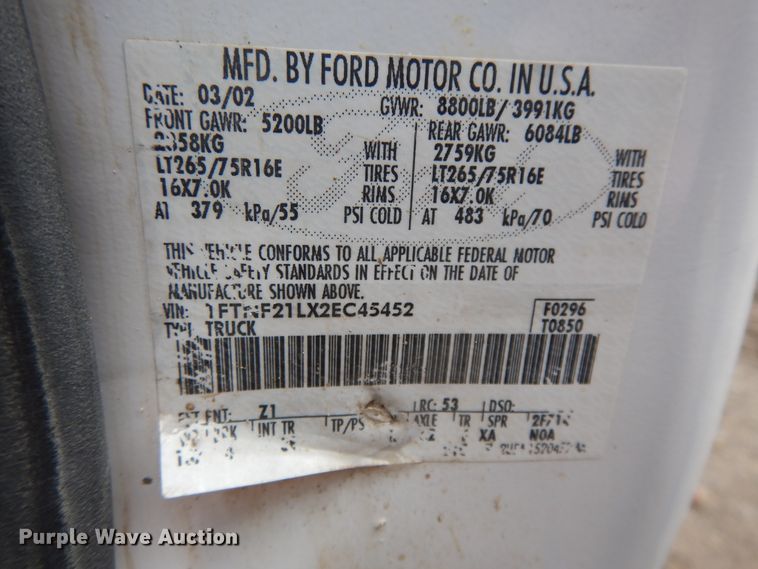 image for item DF6021 2002 Ford F250 Super Duty  pickup truck