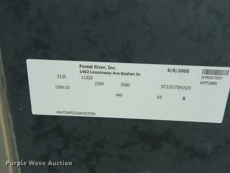 image for item DG6363 2006 Forest River enclosed cargo trailer