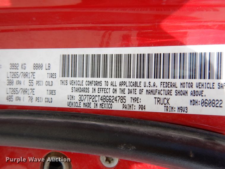 image for item DG6476 2011 Dodge Ram 2500  Crew Cab pickup truck