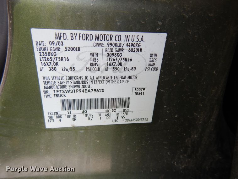 image for item DG6477 2004 Ford F350 Super Duty King Ranch Lariat  Crew Cab utility bed pickup truck