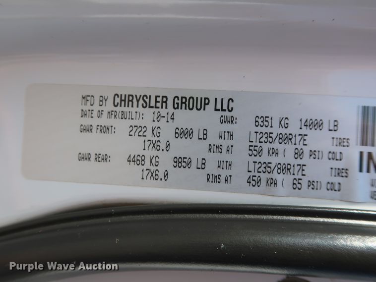 image for item DH0862 2015 Dodge Ram 3500HD  Crew Cab pickup truck cab and chassis