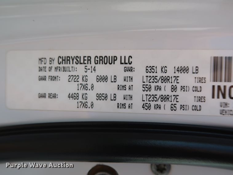 image for item DH0863 2014 Dodge Ram 3500HD  Crew Cab pickup truck cab & chassis