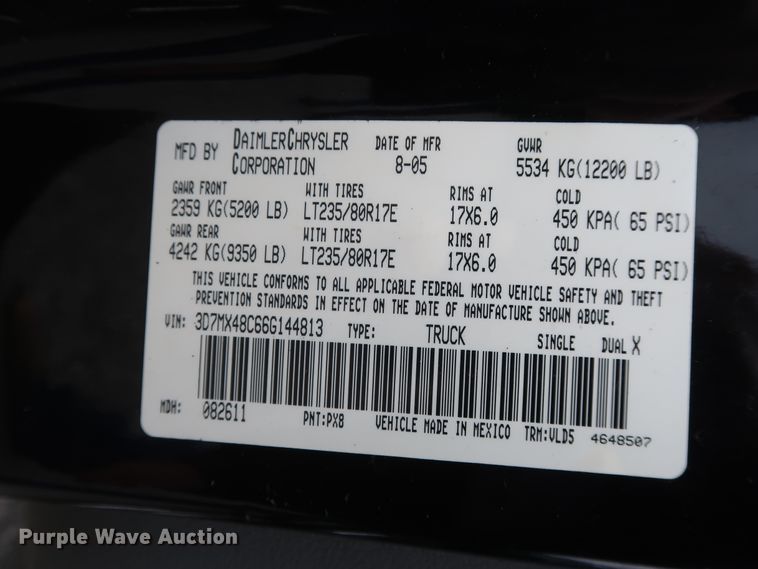 image for item DH0871 2006 Dodge Ram 3500HD Quad Cab pickup truck