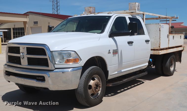 image for item DH0884 2012 Dodge Ram 3500HD  Crew Cab flatbed pickup truck