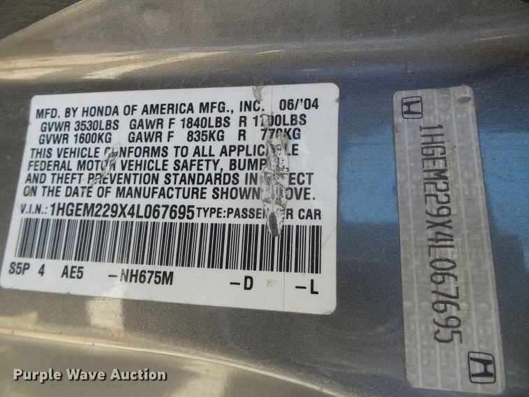 image for item DH4894 2004 Honda Civic