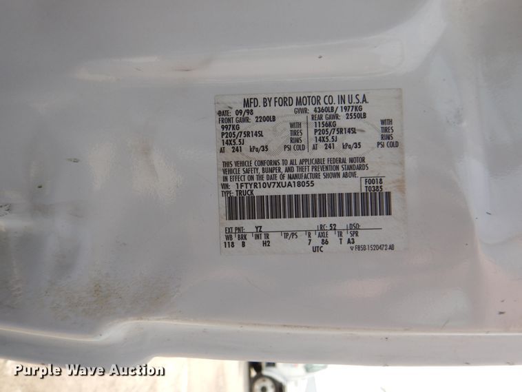 image for item DH5320 1999 Ford Ranger  utility bed pickup truck