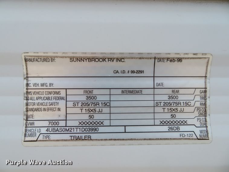 image for item DI2123 1996 Sunnybrook 26DB  camper