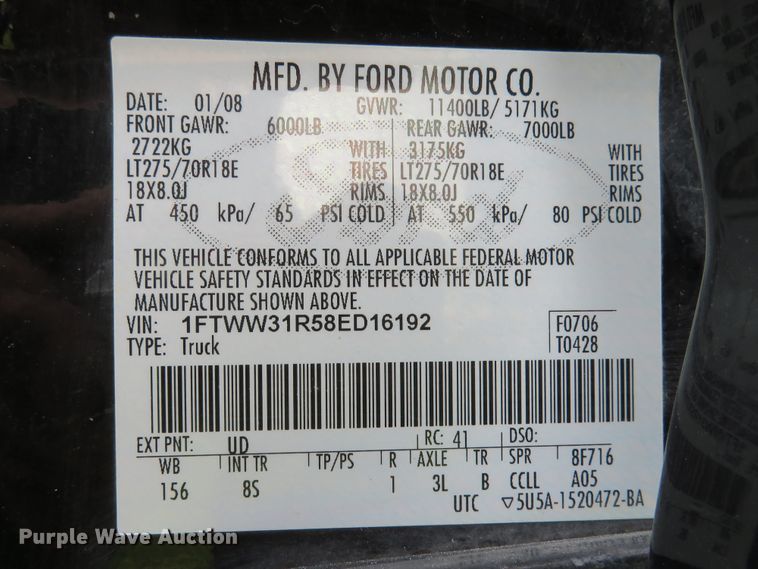 image for item DI2147 2008 Ford F350 Super Duty Lariat  Crew Cab pickup truck