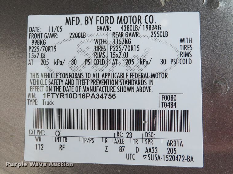 image for item DI2148 2006 Ford Ranger XLT  pickup truck