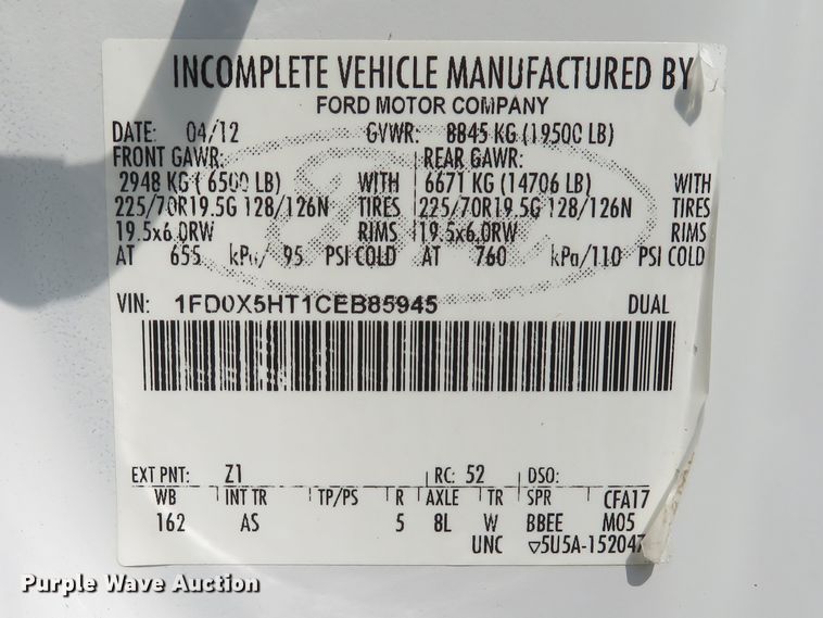 image for item DI2152 2012 Ford F550 Super Duty XL SuperCab utility bed truck