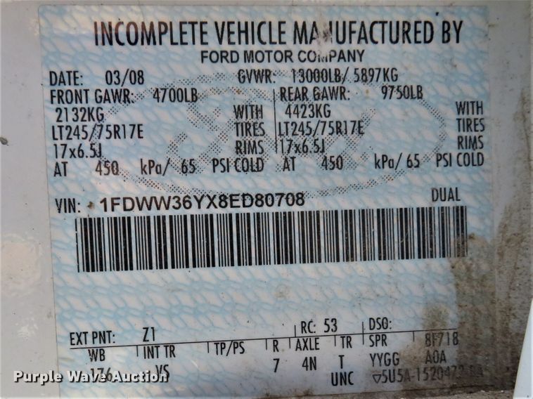 image for item DI2162 2008 Ford F350 Super Duty XL  Crew Cab pickup truck cab and chassis