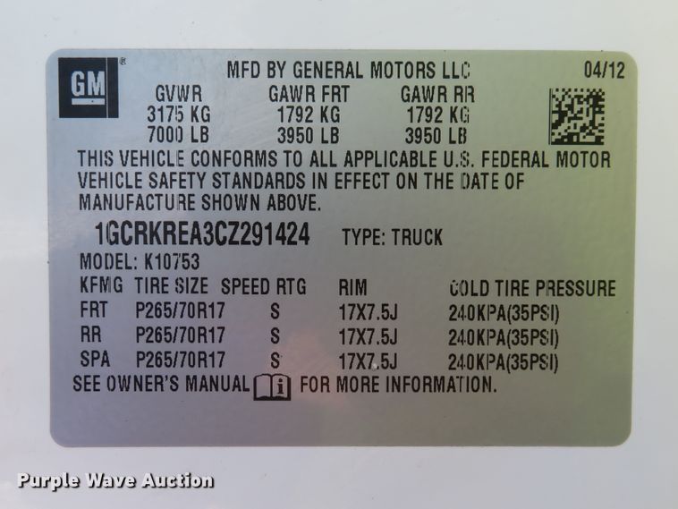 image for item DI2169 2012 Chevrolet Silverado 1500  Ext. Cab pickup truck