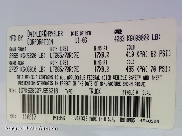 image for item DI2170 2007 Dodge Ram 2500HD  Quad Cab pickup truck