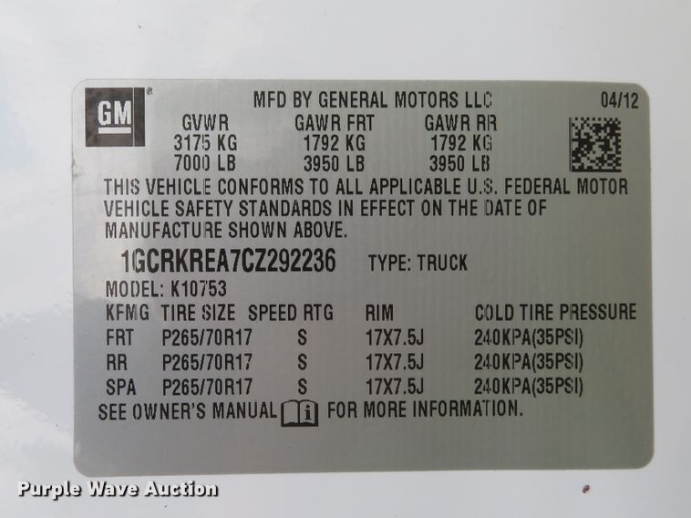 image for item DI2181 2012 Chevrolet Silverado 1500  Ext. Cab pickup truck