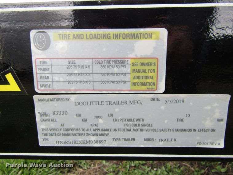 image for item FD9412 2019 Doolittle utility trailer